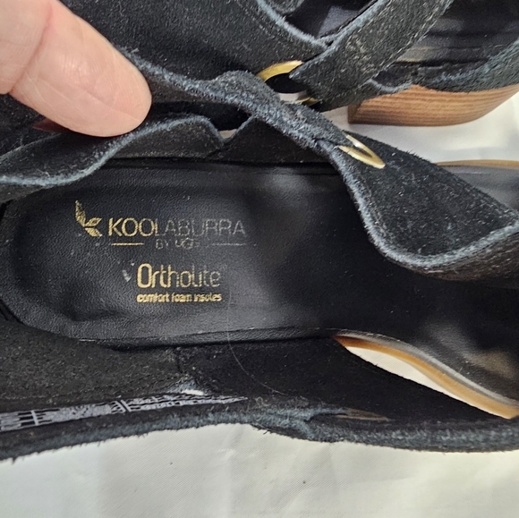 Koolaburra by UGG Kaiah Black Suede Block Heel Sandals Size 8 - Picture 8 of 11